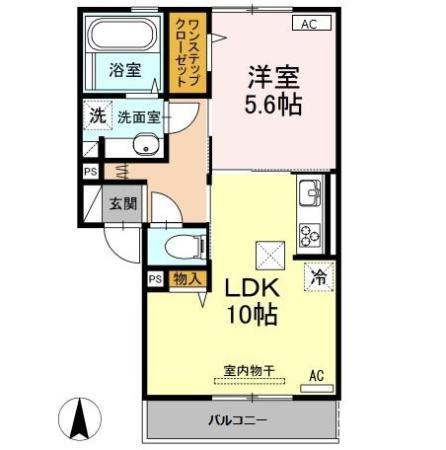 STAY GRATEFUL(1LDK/1階)の間取り写真