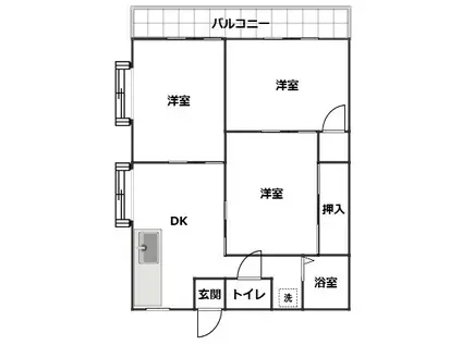 平成マンション(3DK/3階)の間取り写真