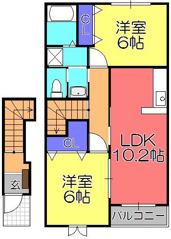 ポート リジェールII(2LDK/2階)の間取り写真