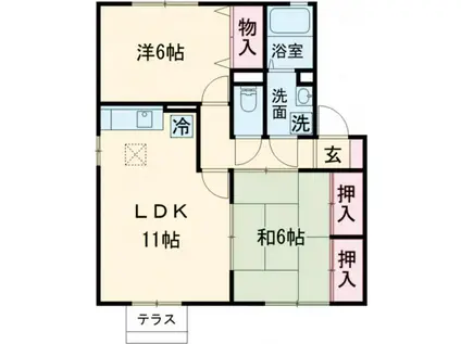 エスポワールA棟(2LDK/1階)の間取り写真