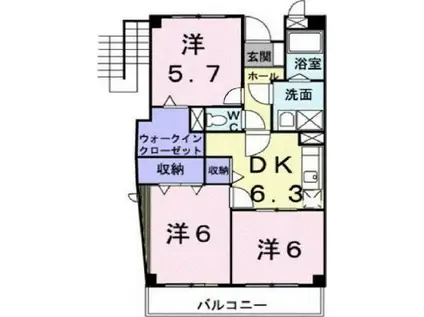 エスポアールアケボノ(3DK/3階)の間取り写真