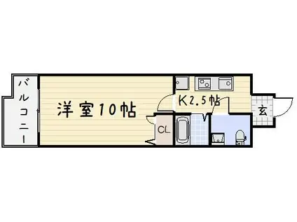 アヴィニール竪町(1K/5階)の間取り写真