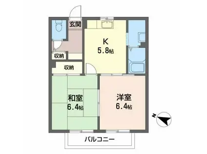 プレーンウォークB(2K/1階)の間取り写真