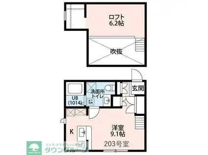 プリマ ラウレアIII(ワンルーム/2階)の間取り写真