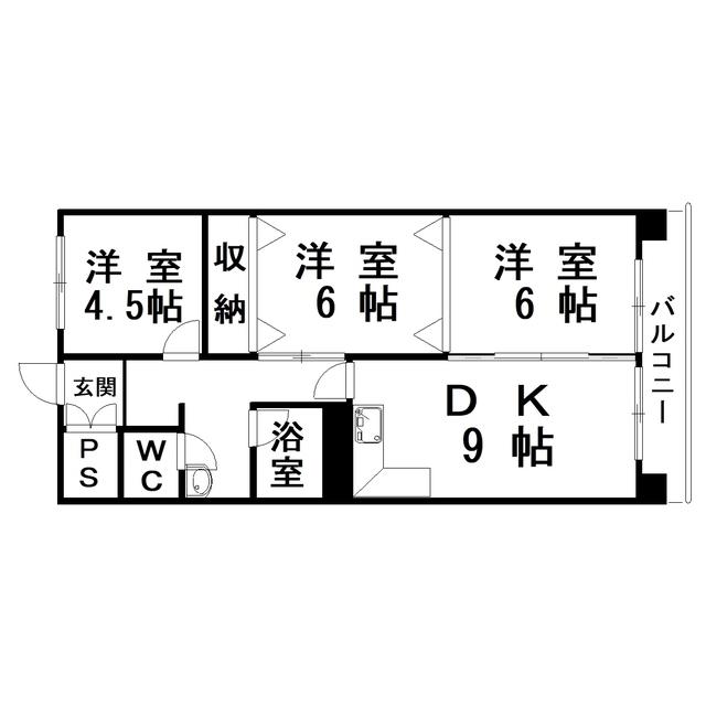 クレス緑ヶ岡(3DK/3階)の間取り写真