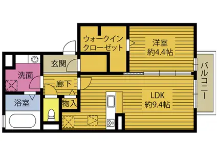 アスール(1LDK/1階)の間取り写真