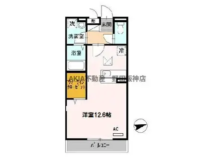 ラ・ローラン(ワンルーム/1階)の間取り写真