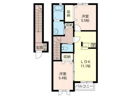 シャーメゾン SAKURA(2LDK/2階)の間取り写真