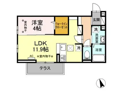 D-ROOMグランデフォンテーヌ(1LDK/1階)の間取り写真