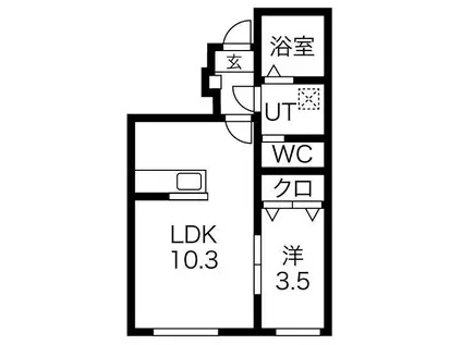 ル・メイユール馬場町(1LDK/1階)の間取り写真