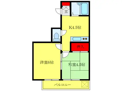 野中ハイツ(2K/3階)の間取り写真