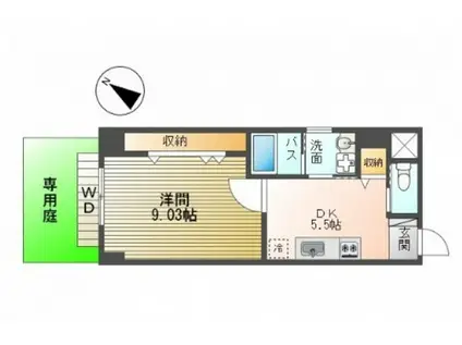 MOI・府中(1DK/1階)の間取り写真