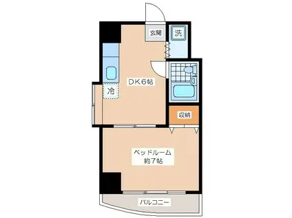 梅丘南マンション(1DK/4階)の間取り写真