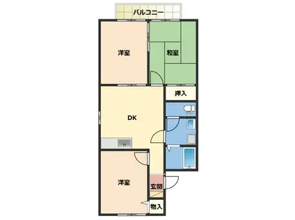 ニューオーティスC棟(3DK/2階)の間取り写真