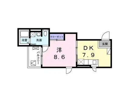 グランコーナ高崎(1DK/2階)の間取り写真