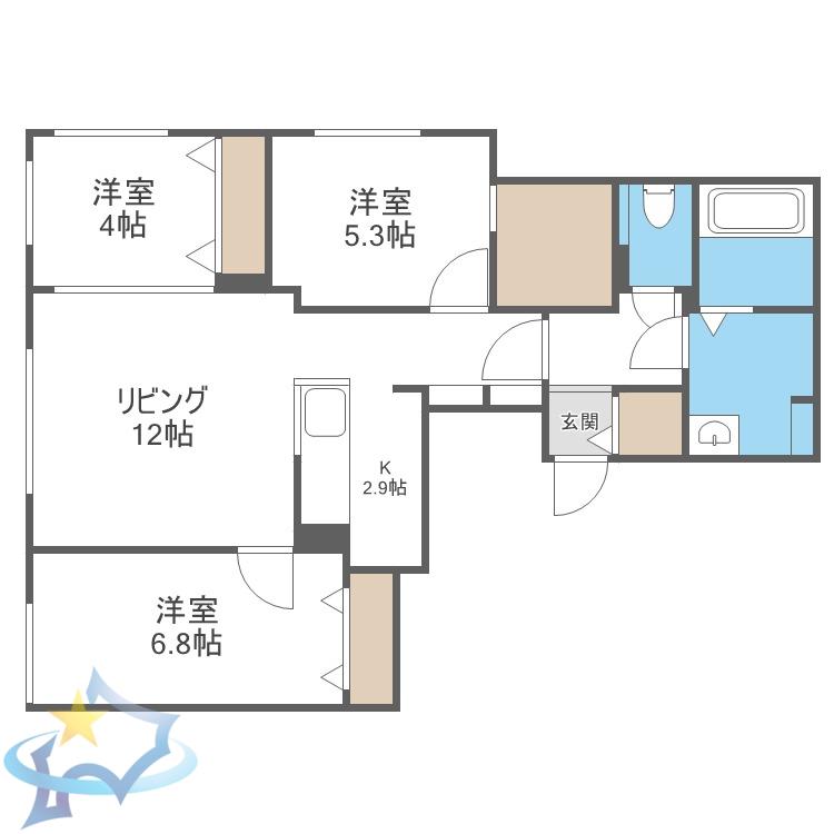TーSTAGE FUSHIMI(3LDK/2階)の間取り写真