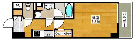 THE MUTUAL江坂(1K/6階)の間取り写真