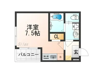 ハーモニーテラス上鳥羽(ワンルーム/2階)の間取り写真