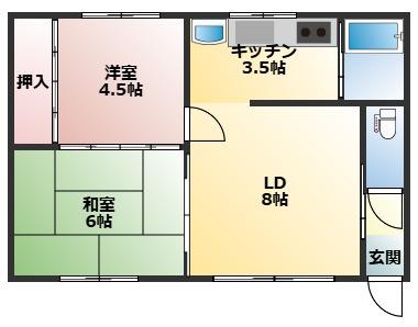 コーポ山口(2LDK/2階)の間取り写真