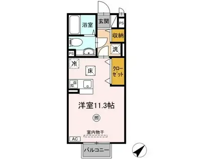 アベニール羽田(ワンルーム/1階)の間取り写真