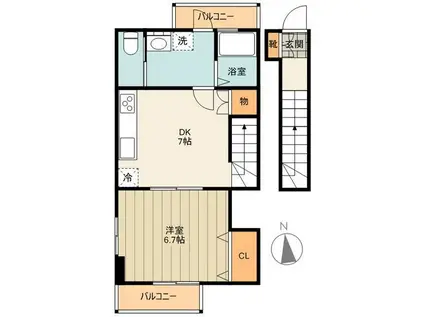 リブレアHINO(1DK/2階)の間取り写真