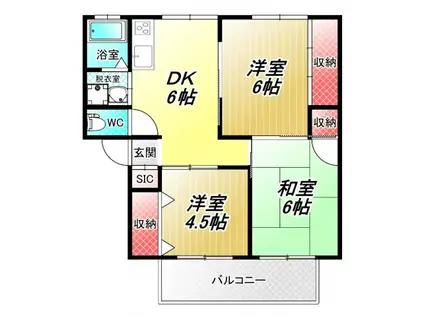 ルミエール永畑(3DK/2階)の間取り写真