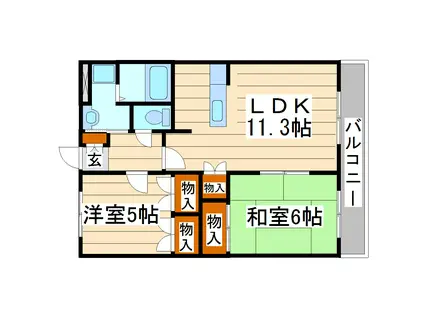 コンフォース荒井(2LDK/3階)の間取り写真