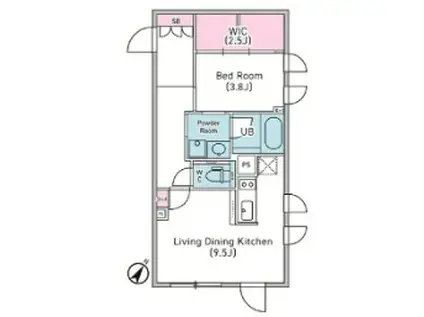 デュオメゾン渋谷松濤(1LDK/1階)の間取り写真