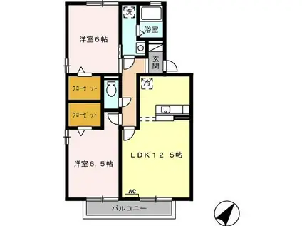 ウィルモア蔵子 D(2LDK/2階)の間取り写真