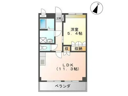 コート・ヴィラージュA棟(1LDK/2階)の間取り写真