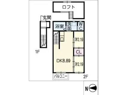 リベルテ(2DK/2階)の間取り写真