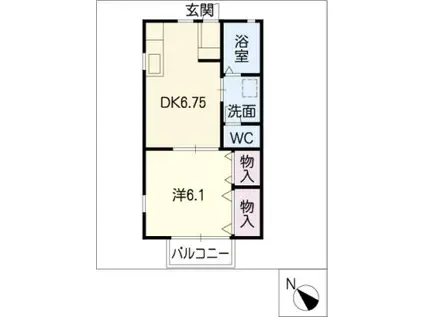 パストラルコートH(1DK/2階)の間取り写真