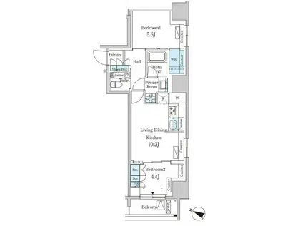 パークアクシス神保町(2LDK/3階)の間取り写真