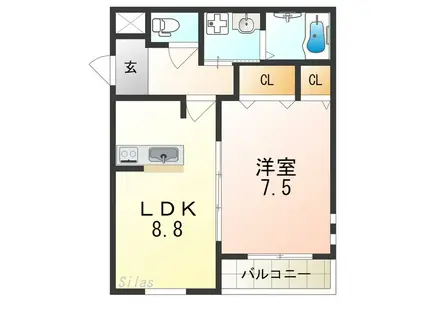 フジパレス東羽倉崎町(1LDK/1階)の間取り写真