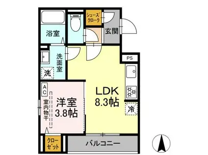 D PAINA KANNON(1LDK/3階)の間取り写真