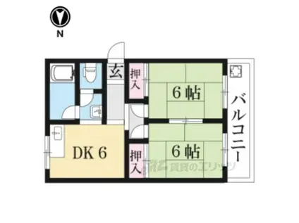 高谷マンション(2DK/4階)の間取り写真