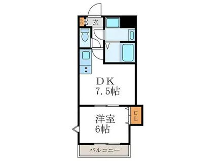 DU四条(1DK/6階)の間取り写真