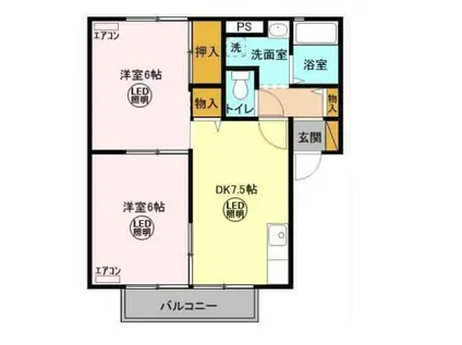 コンフォール A棟(2DK/2階)の間取り写真