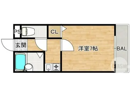 南海高野線 中百舌鳥駅(南海) 徒歩7分 4階建 築33年(1K/4階)の間取り写真