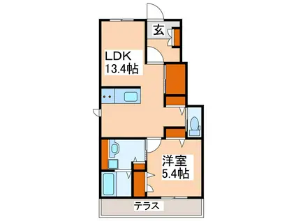 スマートヴィラ桜山(1LDK/1階)の間取り写真