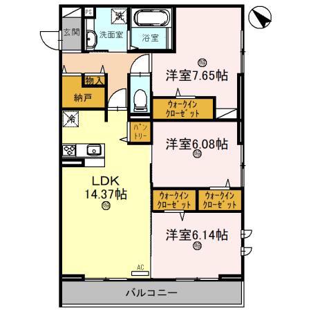 グラン セレーナ オオクボ(3LDK/3階)の間取り写真