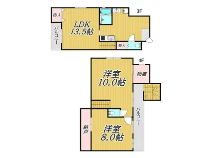 ABCビル(2LDK/3階)の間取り写真