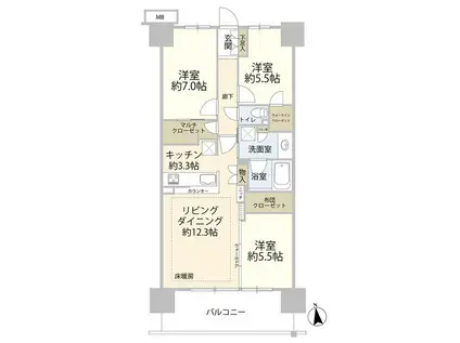 AQUA SUITE(3LDK/12階)の間取り写真