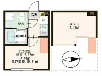 ハーモニーテラス金町V(1K/2階)の間取り写真