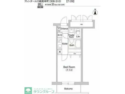 プライムアーバン川崎南幸町(1K/3階)の間取り写真