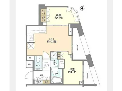 パークコート恵比寿(2LDK/4階)の間取り写真