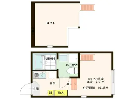 アルストロメリア(1K/1階)の間取り写真