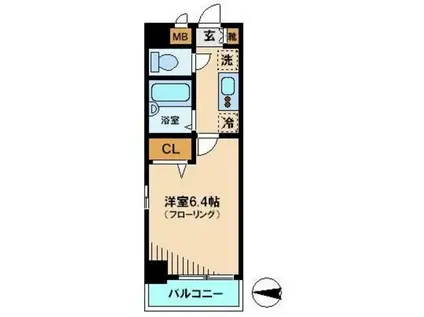 グラントゥルース桜台駅前(1K/4階)の間取り写真