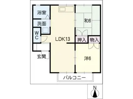 ファミール88 B棟(2LDK/2階)の間取り写真