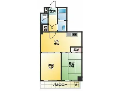 フラットワセダ(2DK/4階)の間取り写真